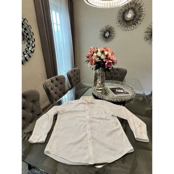 Michael Kors Shirt Mens L Large White Button Up Long Sleeve Casual Cotton Adult - Picture 4 of 16